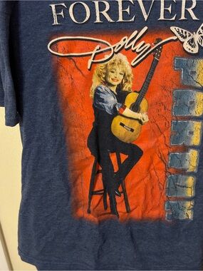 Forever Dolly Short Sleeve Tee in Navy with Red Graphic